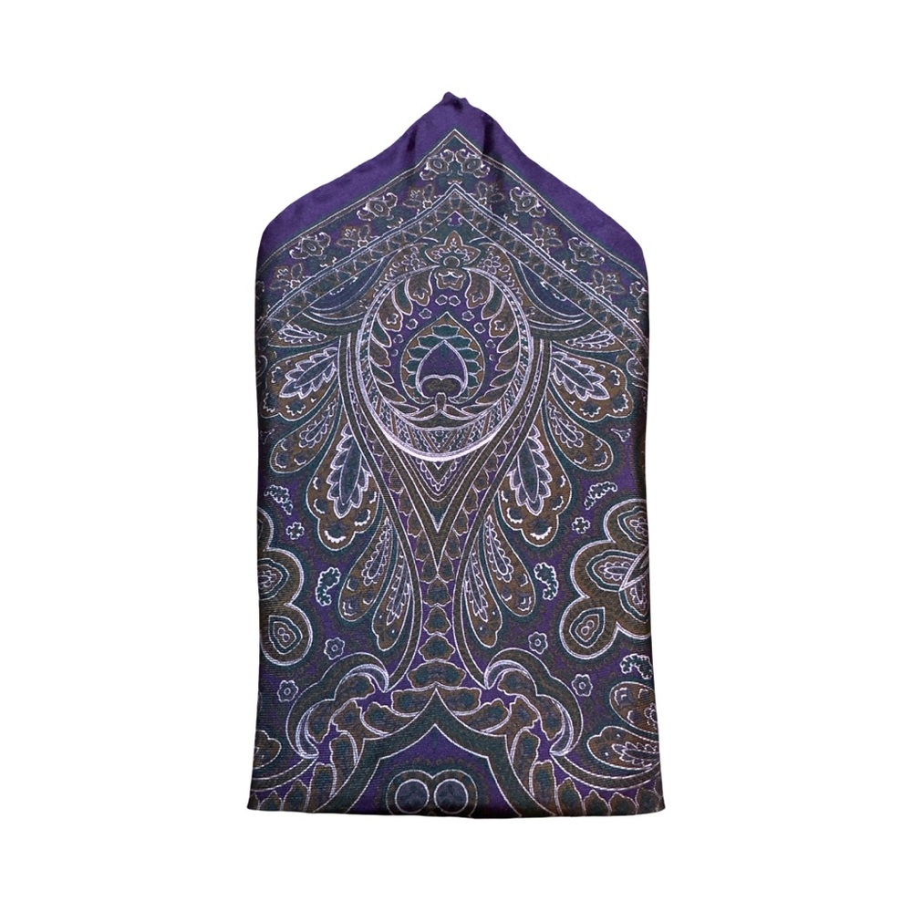 Paul Fredrick Men’s Silk Handkerchief Pocket Square Paisley  Pattern 13x13 Italy